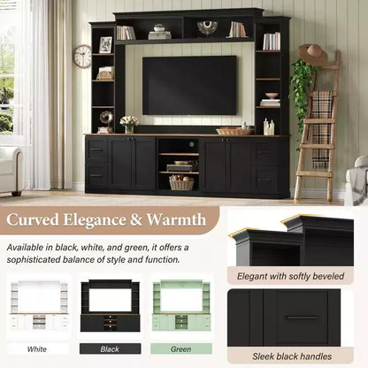 Meuble TV mural 4-en-1 de style campagnard, convient aux téléviseurs jusqu'à 178 cm – Sanzelize Design