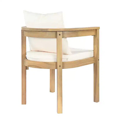 Ensemble de salle à manger d'extérieur rustique Irene 9 pièces en bois d'acacia avec chaises à dossier incurvé et – Sanzelize Design