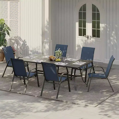 Chaises de jardin, Lot de 4/6 chaises de salle à manger empilables d'extérieur en textilène léger résistant aux – Sanzelize Design