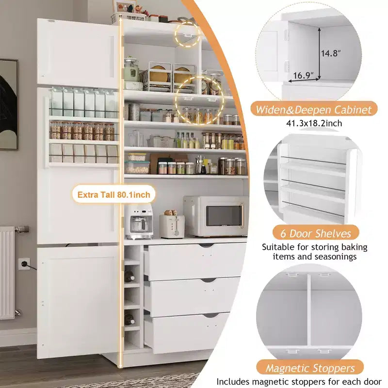 Grand meuble de garde-manger de cuisine avec prises électriques – Sanzelize Design