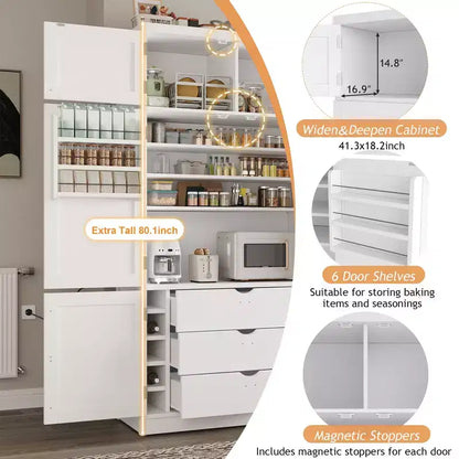 Grand meuble de garde-manger de cuisine avec prises électriques – Sanzelize Design