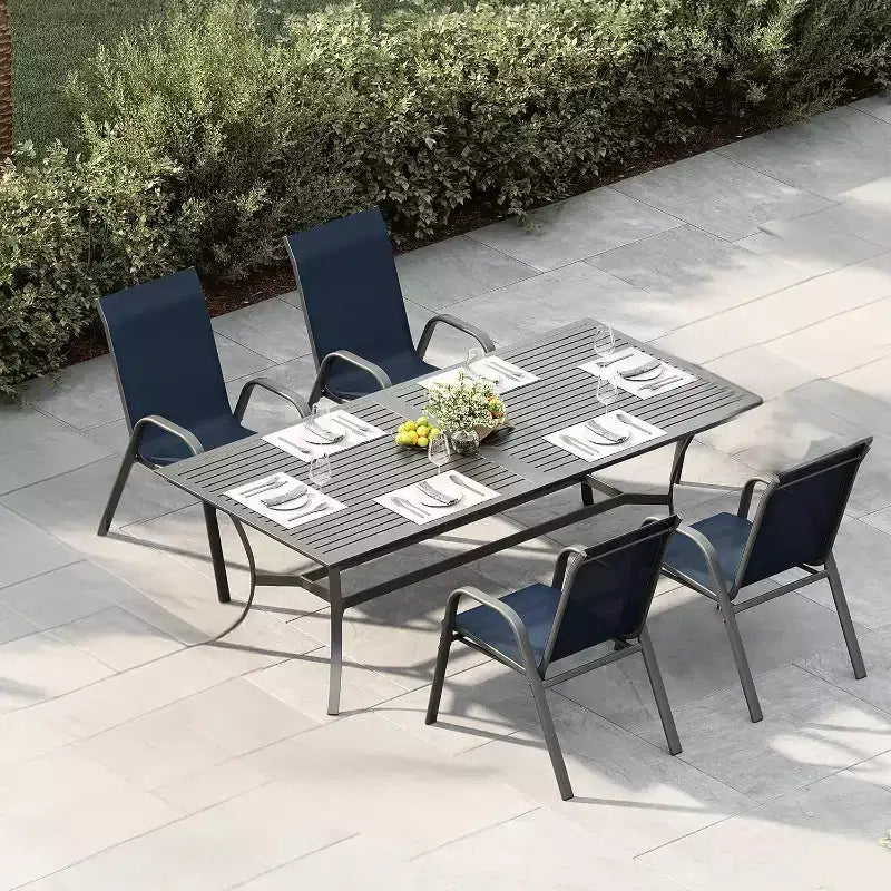 Chaises de jardin, Lot de 4/6 chaises de salle à manger empilables d'extérieur en textilène léger résistant aux – Sanzelize Design