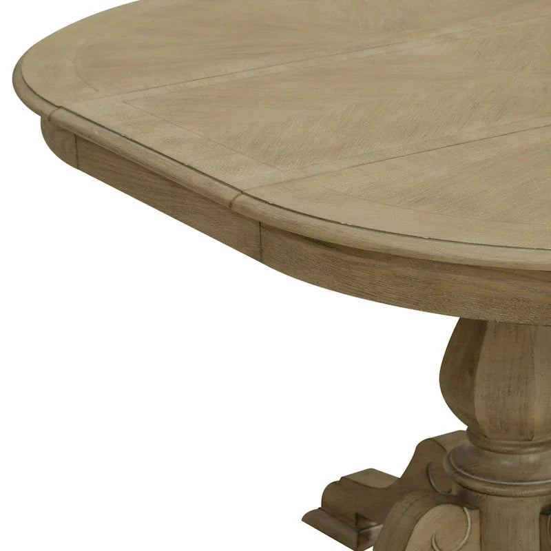 Table à dîner ronde sur pied avec rallonges escamotables - 2 finitions – Sanzelize Design