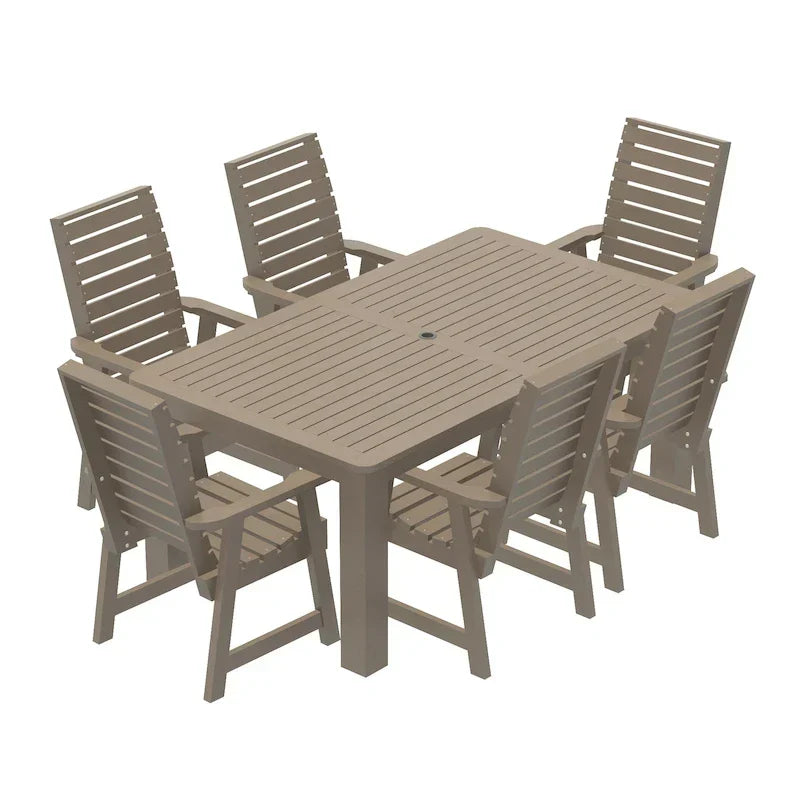 Ensemble de salle à manger d'extérieur 7 pièces, table 107 x 183 cm – Sanzelize Design