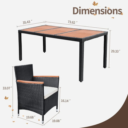 Ensemble de salle à manger d'extérieur en osier de polyéthylène/bois d'acacia – Sanzelize Design