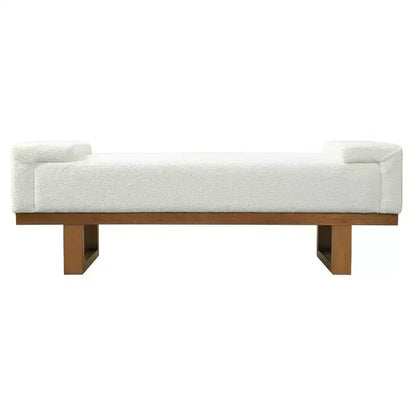 Banc rembourré Paulina moderne en bois d'hévéa et tissu bouclé – Sanzelize Design