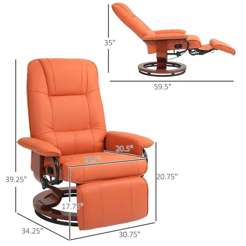 Fauteuil inclinable manuel pivotant en similicuir avec repose-pieds confortable et relaxant – Sanzelize Design