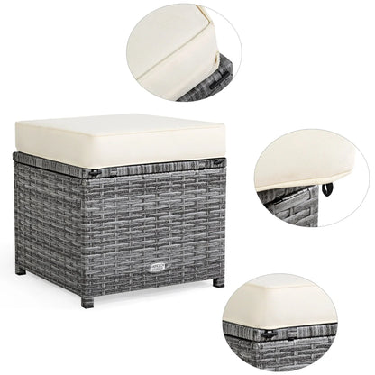 Ensemble de salle à manger 7 pièces en rotin pour terrasse, canapé sectionnel et pouf - Voir détails – Sanzelize Design