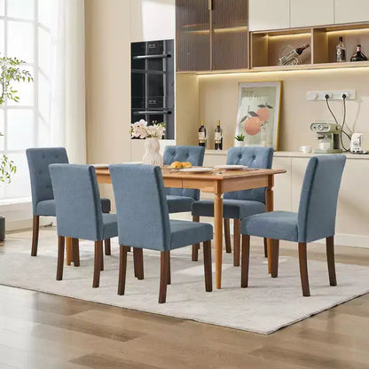 Lot de 6 / 4 chaises de salle à manger Parsons capitonnées - Chaises de cuisine en tissu rembourrées avec pieds en bois – Sanzelize Design