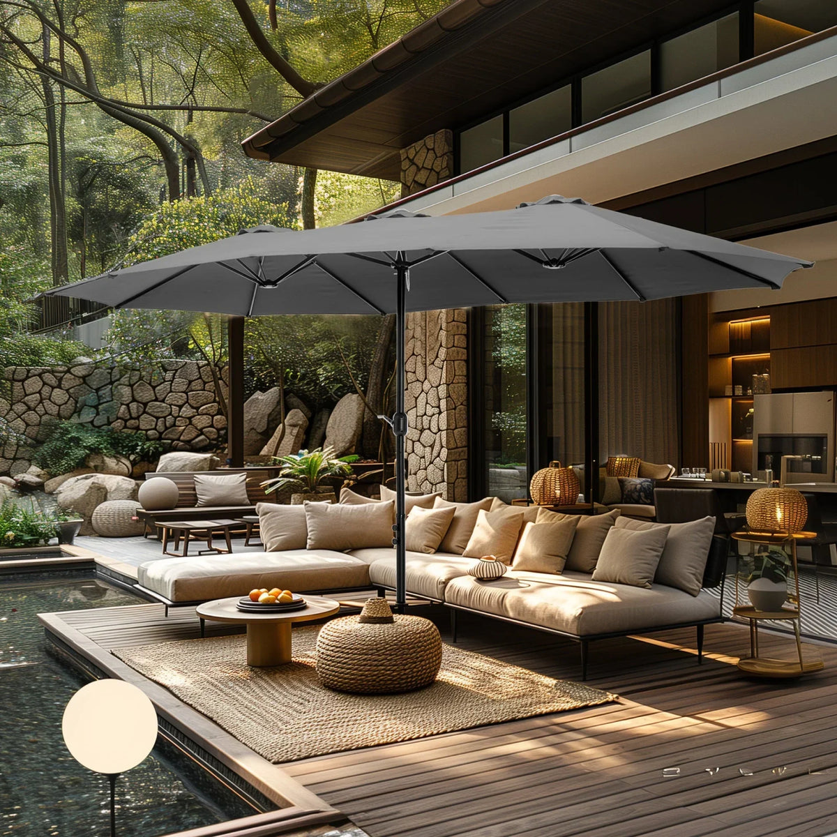 Grand Parasol Double Face de 4,5 m avec Base Incluse pour terrasse – Sanzelize Design