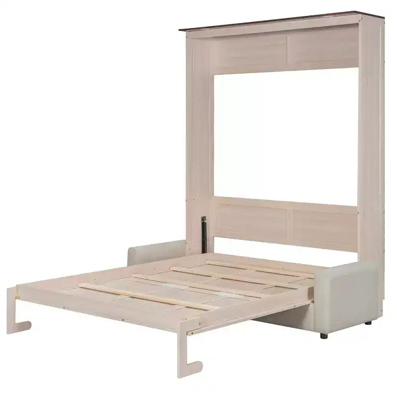 Lit escamotable 152 x 203 cm avec canapé, Lit escamotable 152 x 203 cm en bois avec éclairage LED – Sanzelize Design