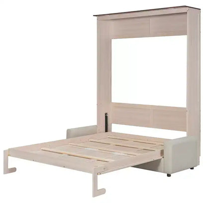 Lit escamotable 152 x 203 cm avec canapé, Lit escamotable 152 x 203 cm en bois avec éclairage LED – Sanzelize Design