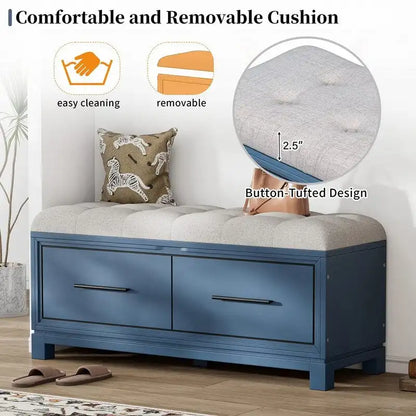 Banc à chaussures avec coussin amovible et rangement dissimulé pour l'entrée et le salon – Sanzelize Design