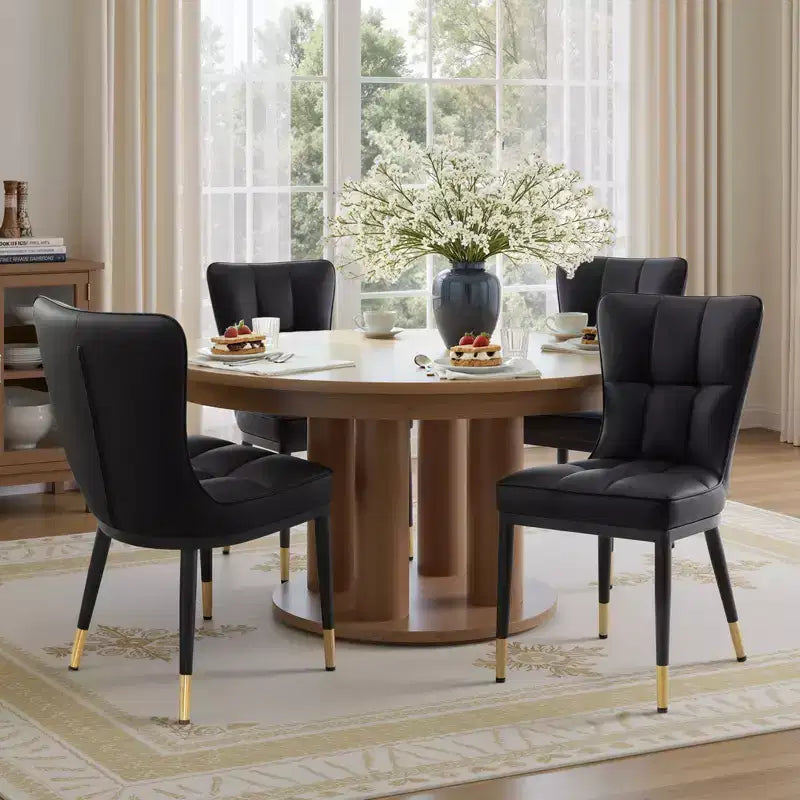 Lot de 6 chaises de salle à manger, modernes, rembourrées, en similicuir, avec haut dossier, pieds en métal – Sanzelize Design