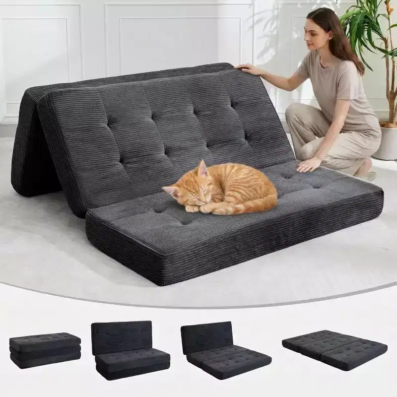 Canapé-lit pliable en mousse à mémoire de forme 99 x 190 cm - Matelas capitonné de 15,2 cm – Sanzelize Design