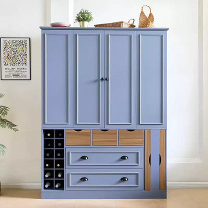 Garde-manger de cuisine autoportant de 180 cm de haut, grand buffet de salle à manger avec 4 portes pliantes, étagères – Sanzelize Design