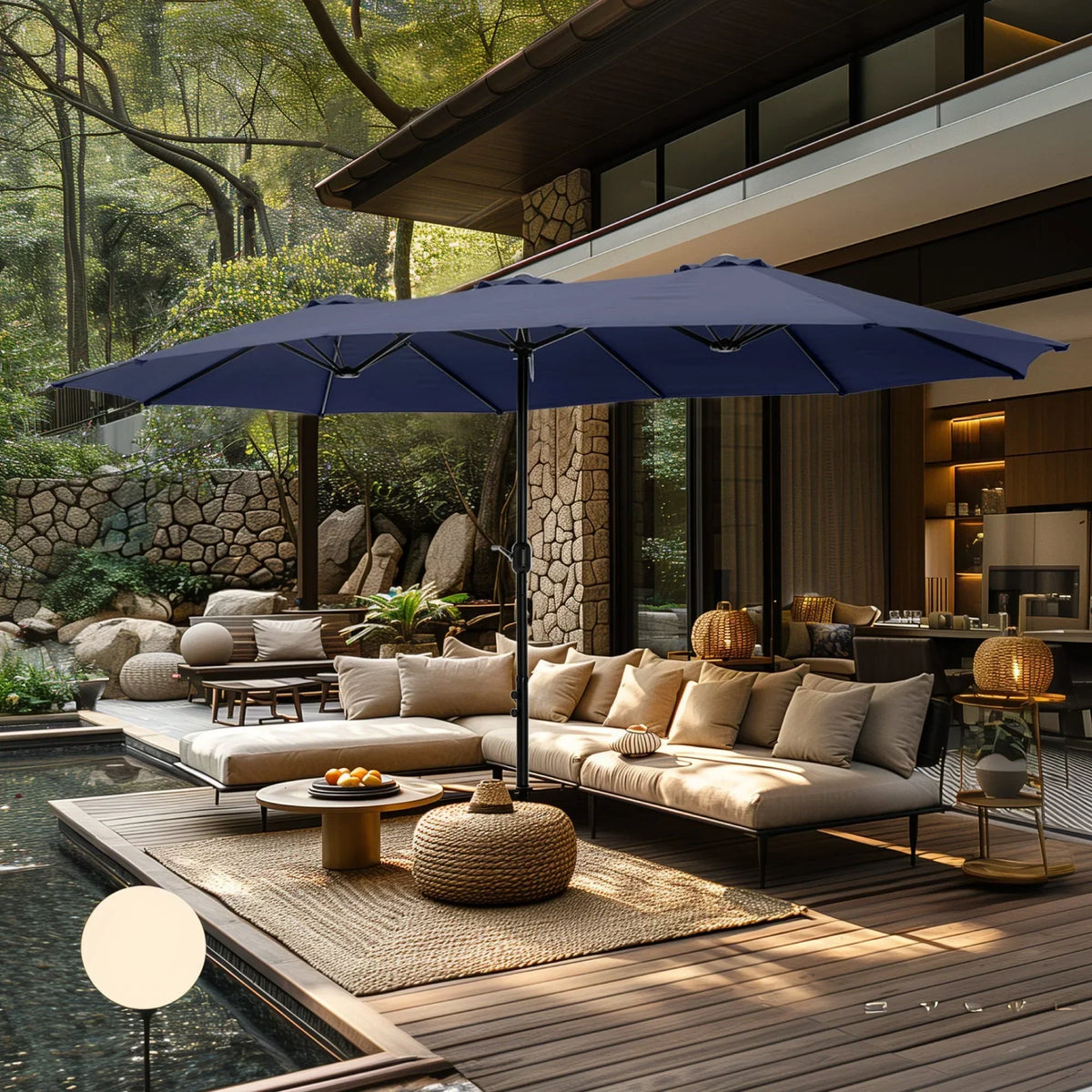 Grand Parasol Double Face de 4,5 m avec Base Incluse pour terrasse – Sanzelize Design