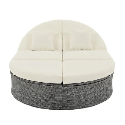 Lit de soleil extérieur double pour terrasse avec coussins et oreillers – Sanzelize Design