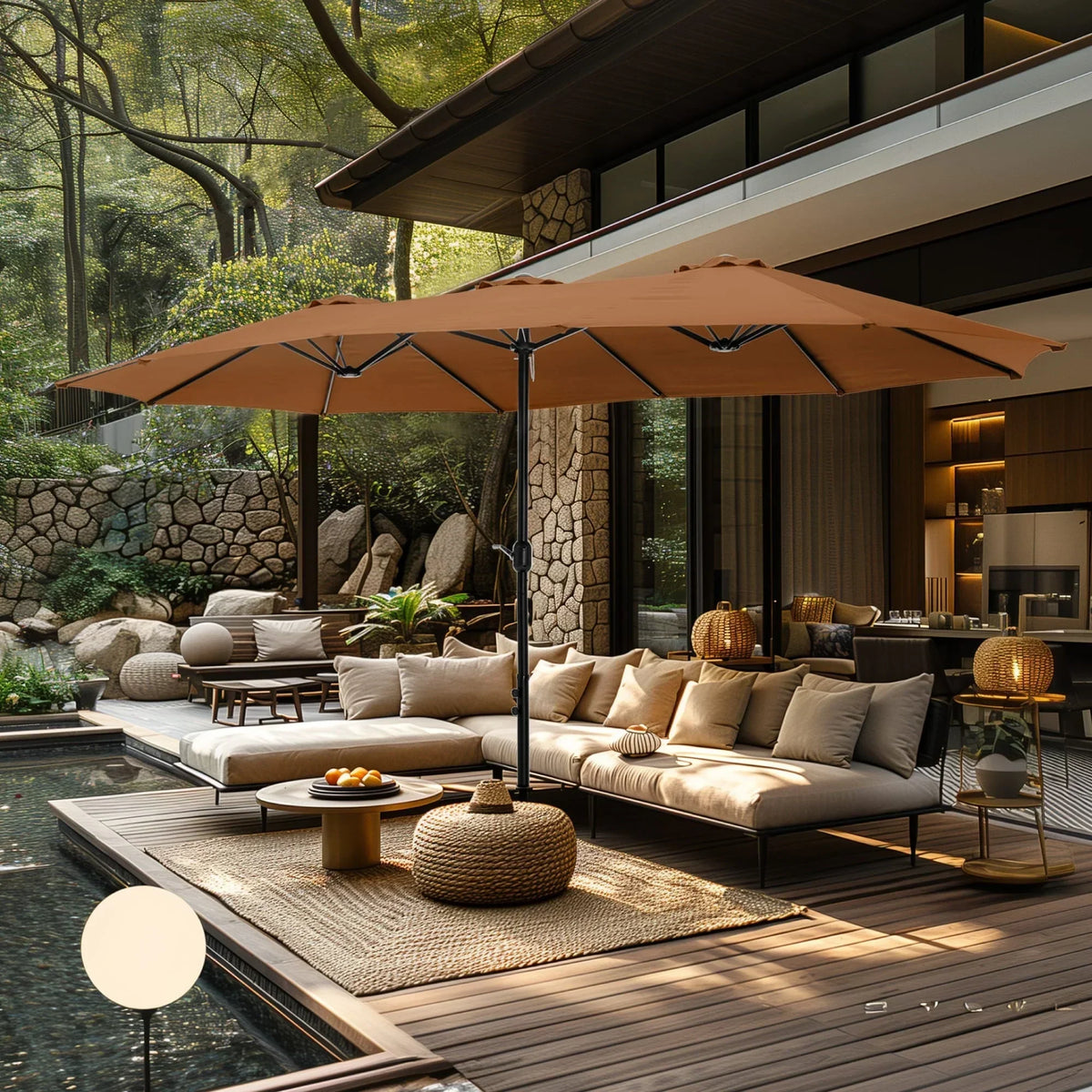 Grand Parasol Double Face de 4,5 m avec Base Incluse pour terrasse – Sanzelize Design