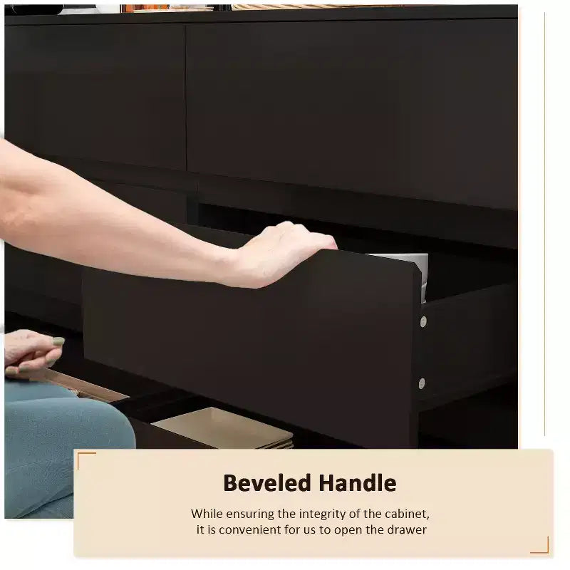 Desserte de buffet intelligente rotative/extensible avec 6 tiroirs, plan de travail étendu, tapis antidérapant – Sanzelize Design