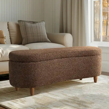 Banc de rangement rabattable Bailey Taupe Boucle – Sanzelize Design