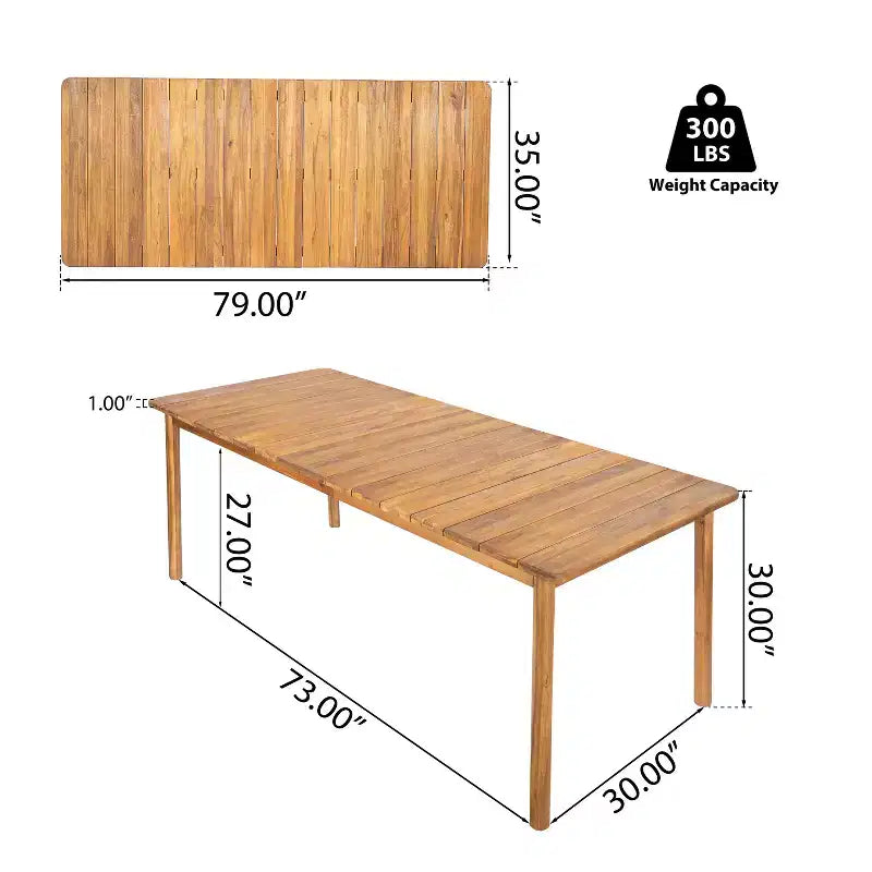Ensemble de salle à manger d'extérieur rustique Irene 9 pièces en bois d'acacia avec chaises à dossier incurvé et – Sanzelize Design