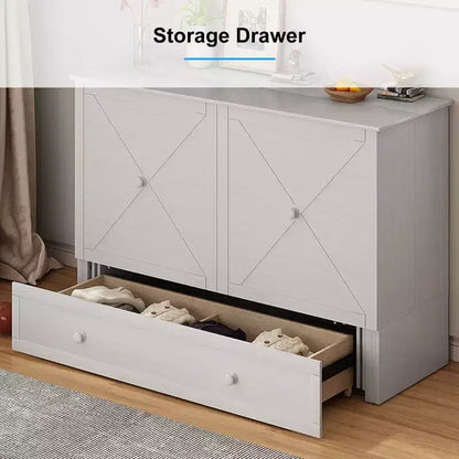 Lit escamotable Murphy 152 x 203 cm, lit coffre Cube avec station de charge et espace de rangement – Sanzelize Design