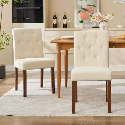 Lot de 6 / 4 chaises de salle à manger Parsons capitonnées - Chaises de cuisine en tissu rembourrées avec pieds en bois – Sanzelize Design