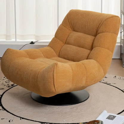 Fauteuil pivotant d'appoint en tissu chenille tufté jaune – Sanzelize Design