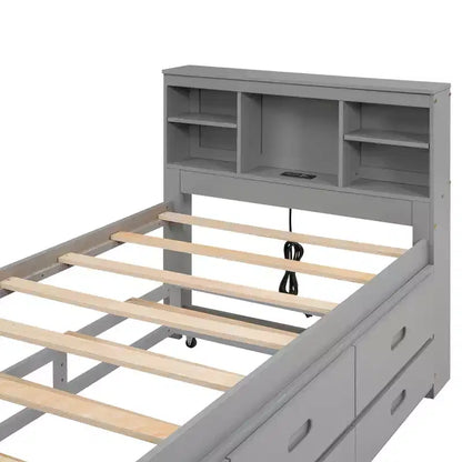 Lit plateforme avec lit gigogne et tiroirs, lit plateforme de rangement avec USB – Sanzelize Design
