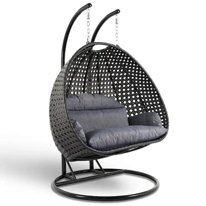 Fauteuil suspendu œuf 2 places avec support - Balançoire / hamac de jardin en rotin osier pour extérieur/intérieur avec – Sanzelize Design