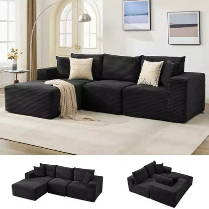 Canapé moderne 274 cm, canapé 3 places rembourré en forme de L avec oreillers, canapé à assise profonde – Sanzelize Design