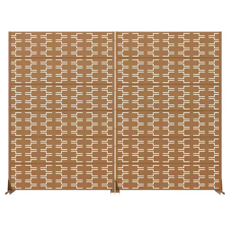 Cloison de séparation marron en acier galvanisé, 183 x 119 cm, paravent double face antirouille en 6 pièces – Sanzelize Design
