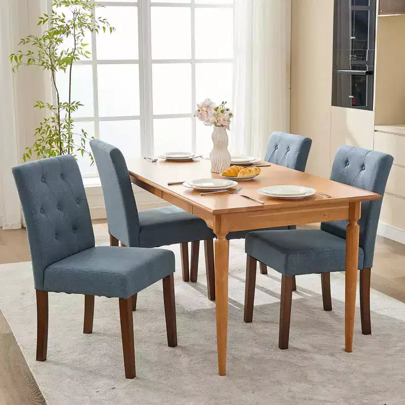 Lot de 6 / 4 chaises de salle à manger Parsons capitonnées - Chaises de cuisine en tissu rembourrées avec pieds en bois – Sanzelize Design