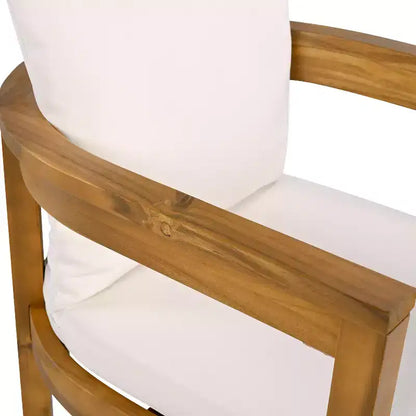 Ensemble de salle à manger d'extérieur rustique Irene 9 pièces en bois d'acacia avec chaises à dossier incurvé et – Sanzelize Design
