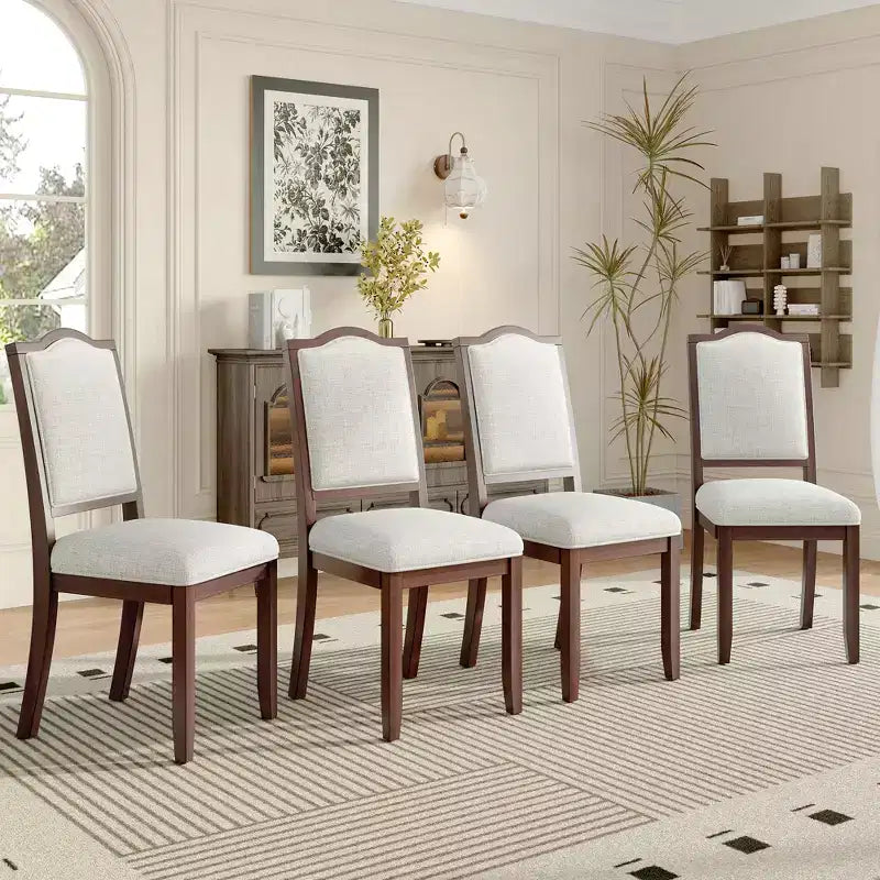 Lot de 4 chaises de salle à manger de style ferme avec dossier haut et assise rembourrée – Sanzelize Design