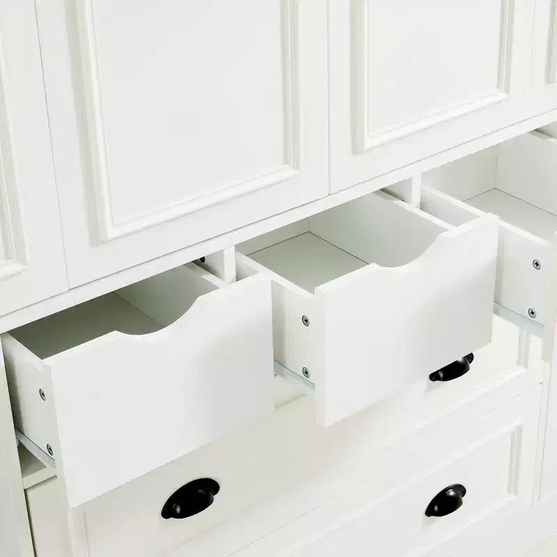 Garde-manger de cuisine autoportant de 180 cm de haut, grand buffet de salle à manger avec 4 portes pliantes, étagères – Sanzelize Design