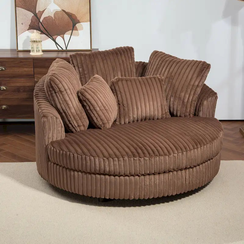 Fauteuil Moderne Rond Avec 5 Coussins Et Pouf Optionnel – Sanzelize Design