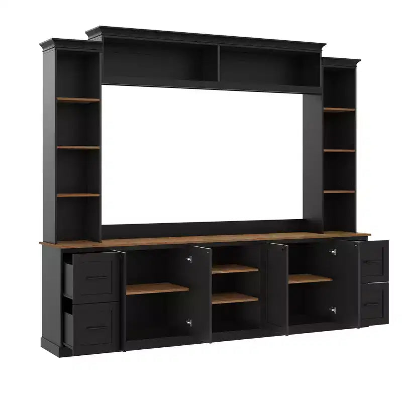 Meuble TV mural 4-en-1 de style campagnard, convient aux téléviseurs jusqu'à 178 cm – Sanzelize Design