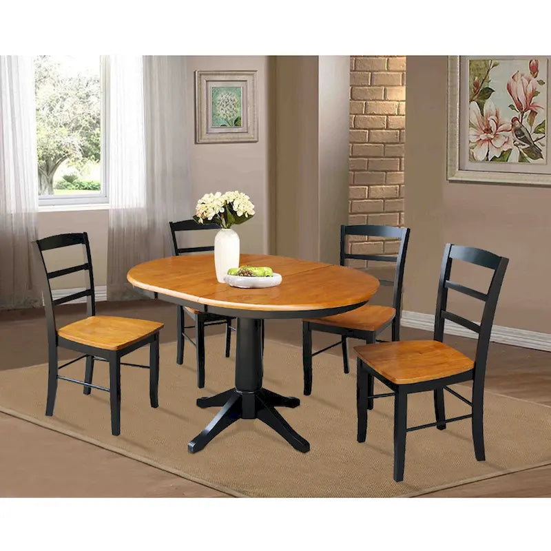 Table à manger ronde extensible 91,4 cm avec 4 chaises Madrid – Sanzelize Design