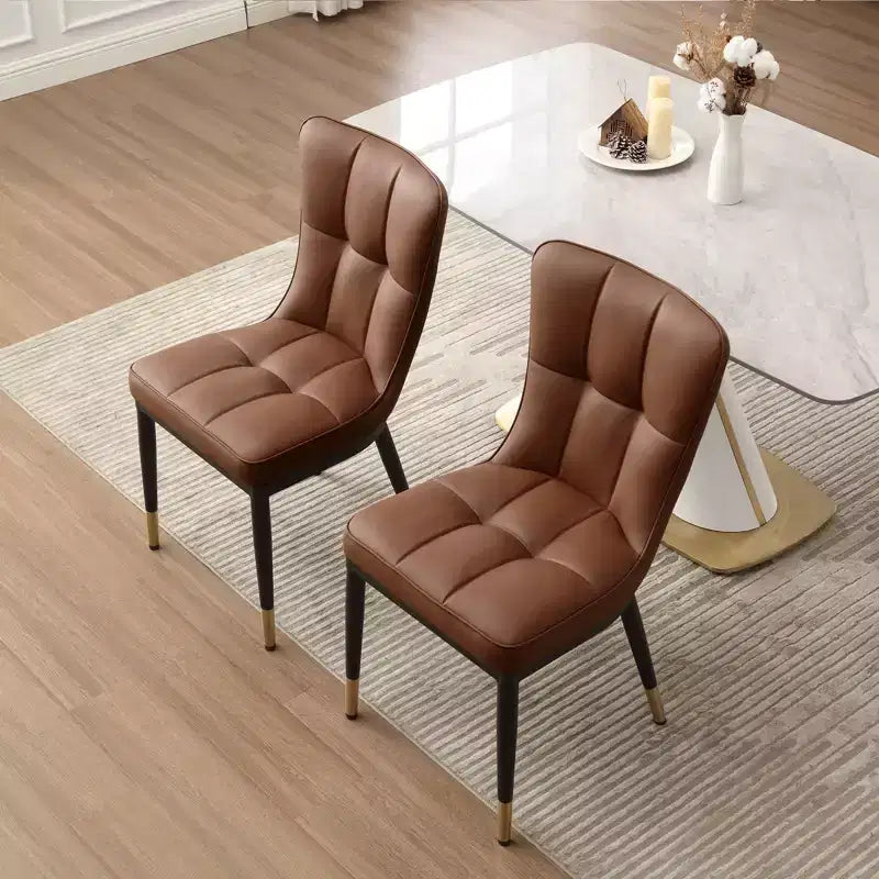Lot de 6 chaises de salle à manger, modernes, rembourrées, en similicuir, avec haut dossier, pieds en métal – Sanzelize Design