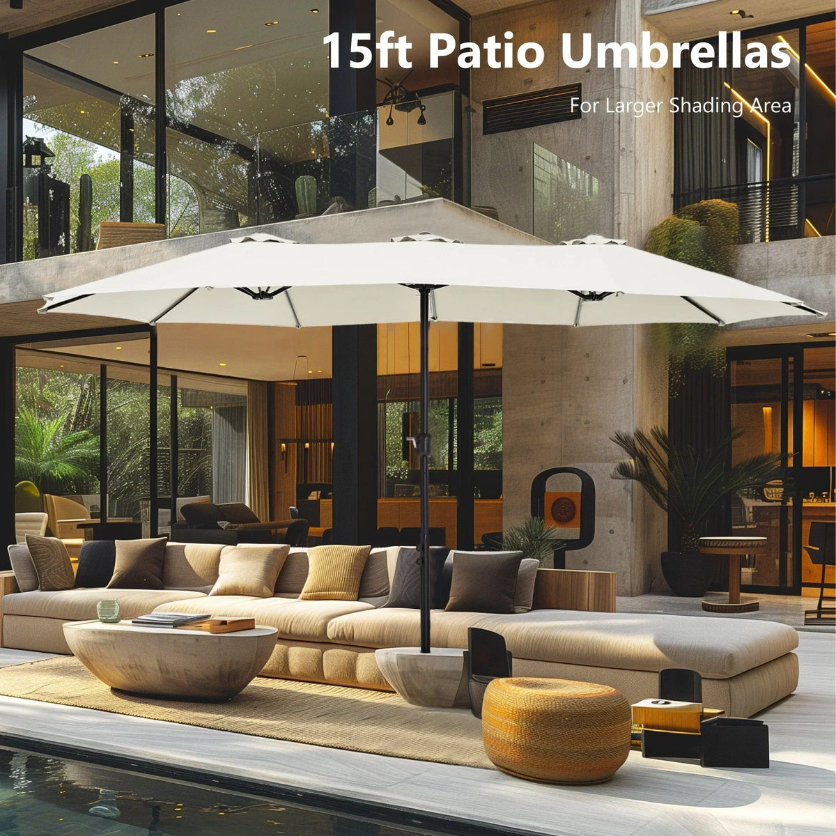 Grand Parasol Double Face de 4,5 m avec Base Incluse pour terrasse – Sanzelize Design