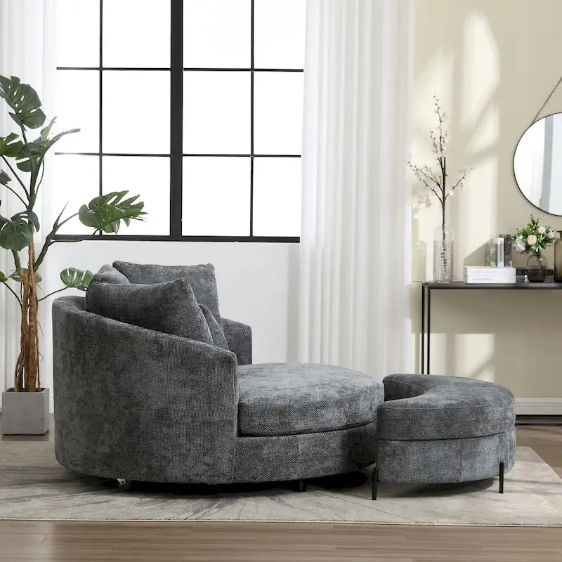 Fauteuil Moderne Rond Avec 5 Coussins Et Pouf Optionnel – Sanzelize Design