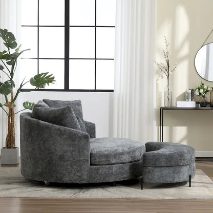 Fauteuil Moderne Rond Avec 5 Coussins Et Pouf Optionnel – Sanzelize Design