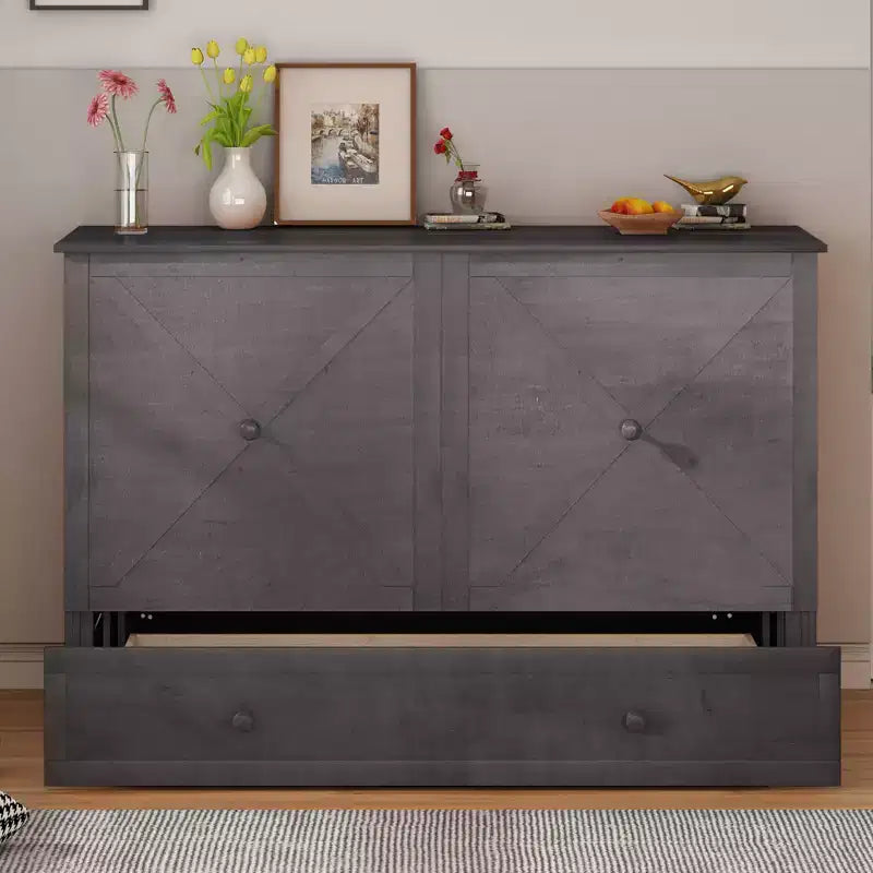 Lit escamotable Murphy 152 x 203 cm, lit coffre Cube avec station de charge et espace de rangement – Sanzelize Design