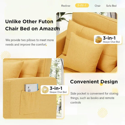 Fauteuil convertible 3-en-1, plusieurs coloris, une place – Sanzelize Design