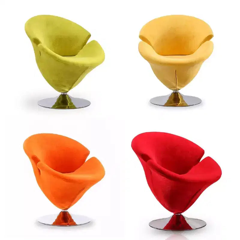 Lot de 4 Chaises d'appoint pivotantes Tulip Orange/Jaune: Revêtement en velours, Aucun assemblage requis – Sanzelize Design