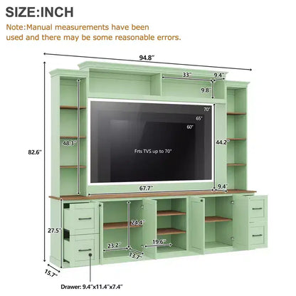 Meuble TV mural 4-en-1 de style campagnard, convient aux téléviseurs jusqu'à 178 cm – Sanzelize Design