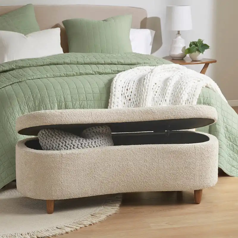 Banc de rangement rabattable Bailey Taupe Boucle – Sanzelize Design