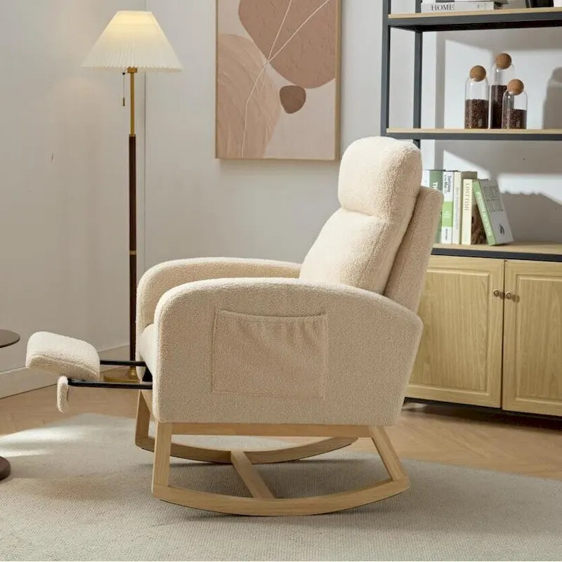 Fauteuil à bascule rembourré moderne de 75 cm de hauteur avec dossier haut – Sanzelize Design